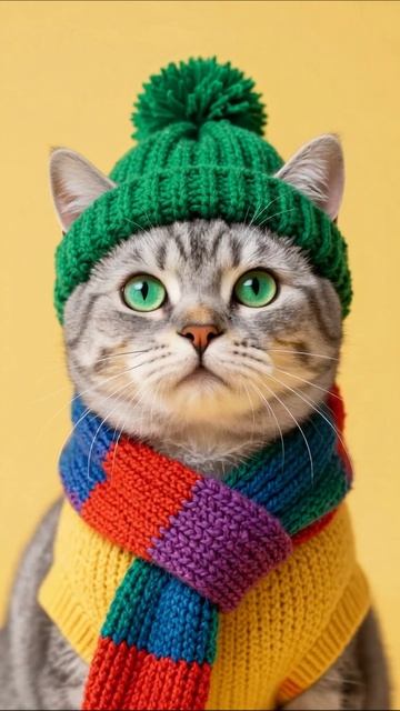 Модный кот в зимней одежде #кот #модныеживотные #зима