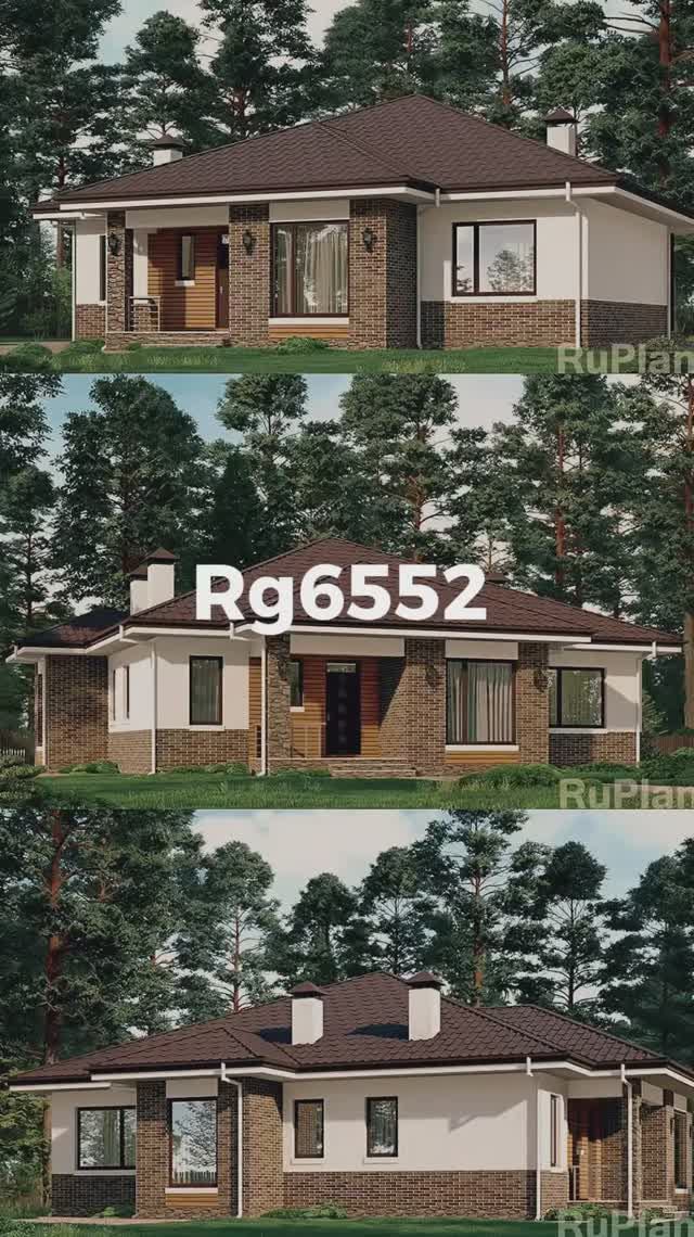 Rg6552 - проект одноэтажного дома с просторной гостиной и тремя спальнями