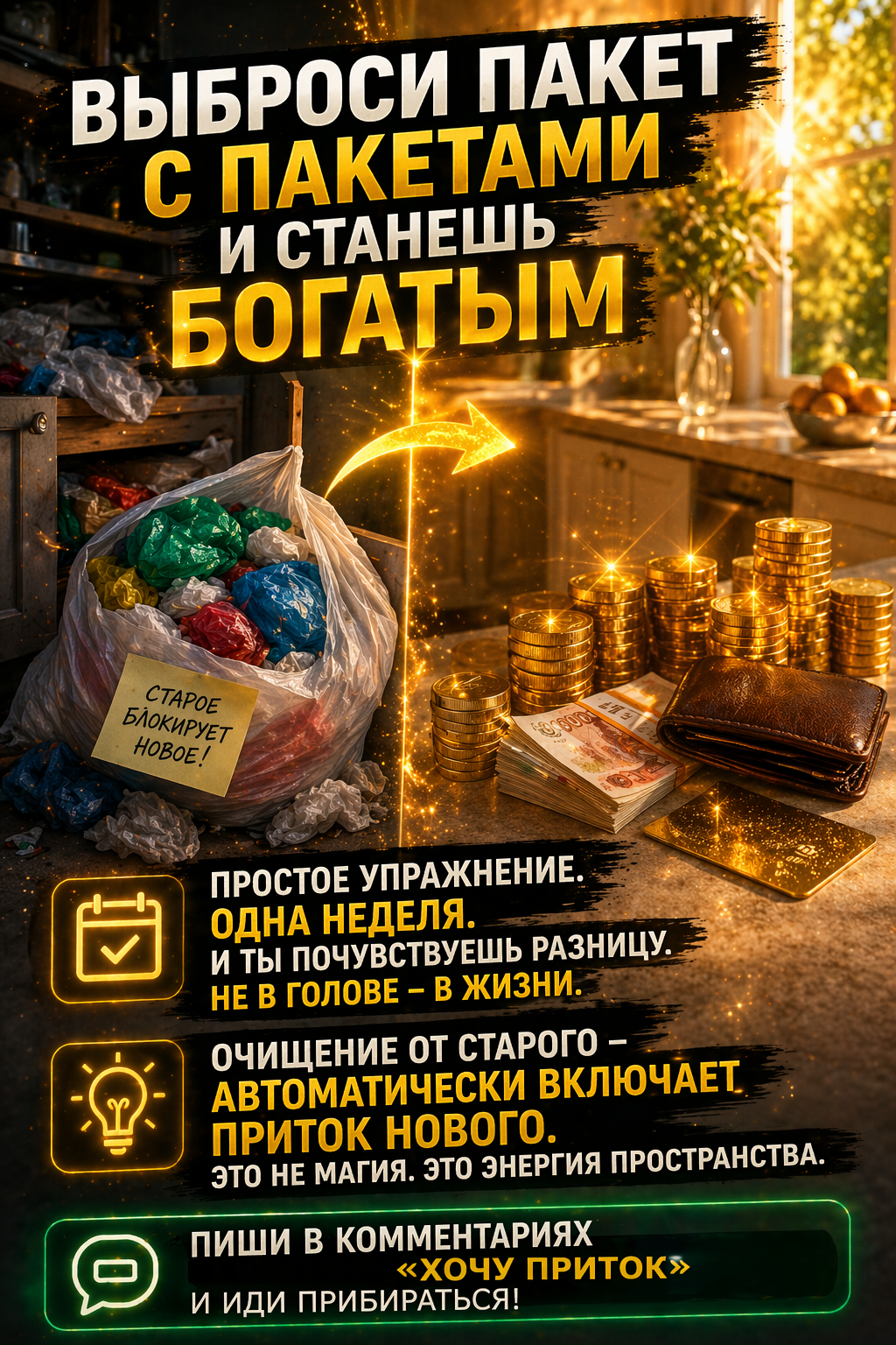 Выброси 50 ненужных вещей — и посмотри что случится с деньгами 🗑️