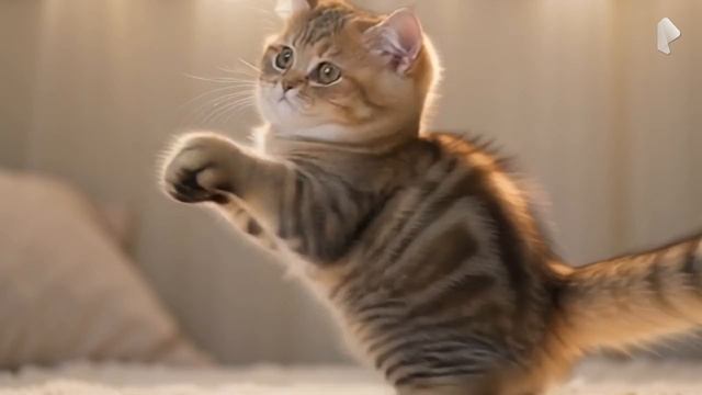 счастливый котик танцует под музыку