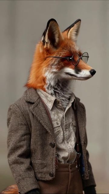 Умная лисица в очках: стиль и харизма #лиса #мода #анимация