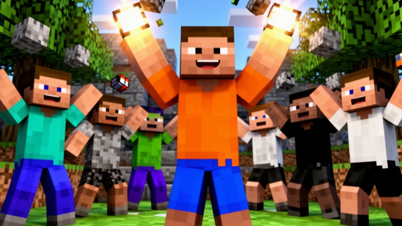 Я затролил друга читами в прятках за блоки в майнкрафт