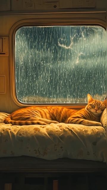 Поезд и котик: уютный релакс (=^◕ᴥ◕^=)