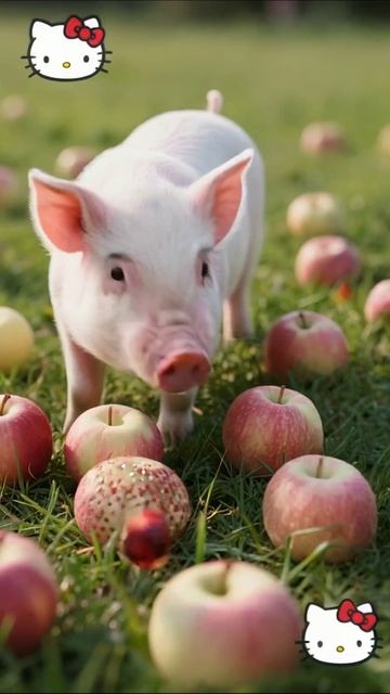 Свинка в яблоках с Hello Kitty! #пиг #яблоки #HelloKitty