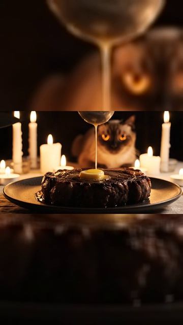 Стейк при свечах 🕯️🥩 (Ужин в стиле старых мастеров) | Candlelight Steak Aesthetic #shorts #cozy