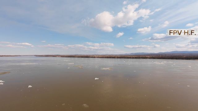 Обстановка с ледоходом на Амуре выше Хабаровска. 12.04.2026