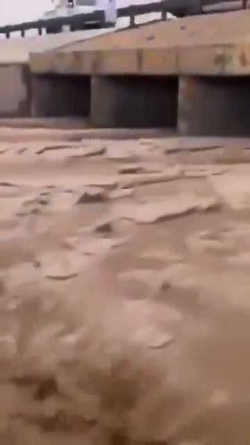 Ливневой паводок после очередного сильного града в Аль-Харике к югу от Эр-Рияда