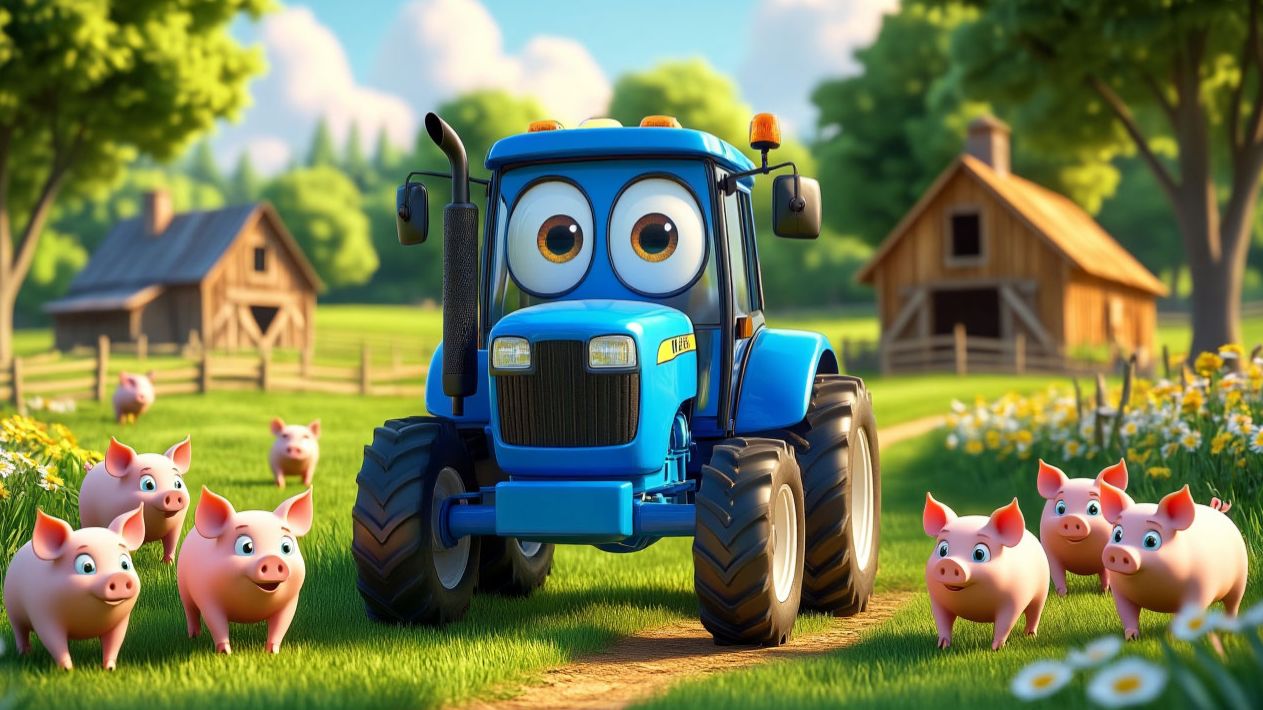 Мультик для детей. Детские песенки про синего  трактора