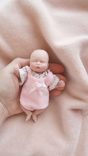 мини реборн из полимерной глины / маленькая кукла младенец девочка