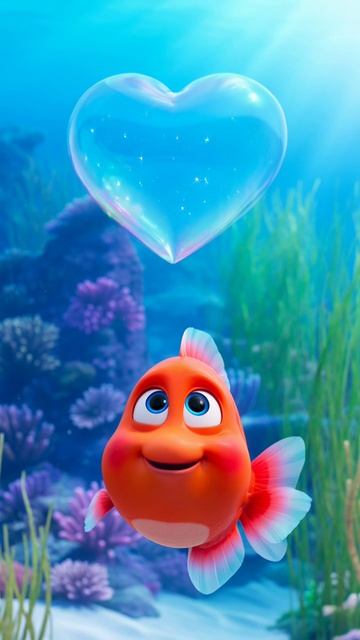 Рыбка выпускает пузырь