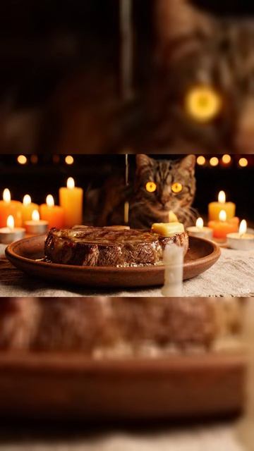Стейк при свечах 🕯️🥩 (Ужин в стиле старых мастеров) | Candlelight Steak Aesthetic #shorts #cozy