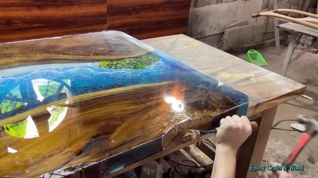 Мастер-класс Стол из эпоксидной смолы Океанская волна  Интенсивный урок по смешиванию цветов