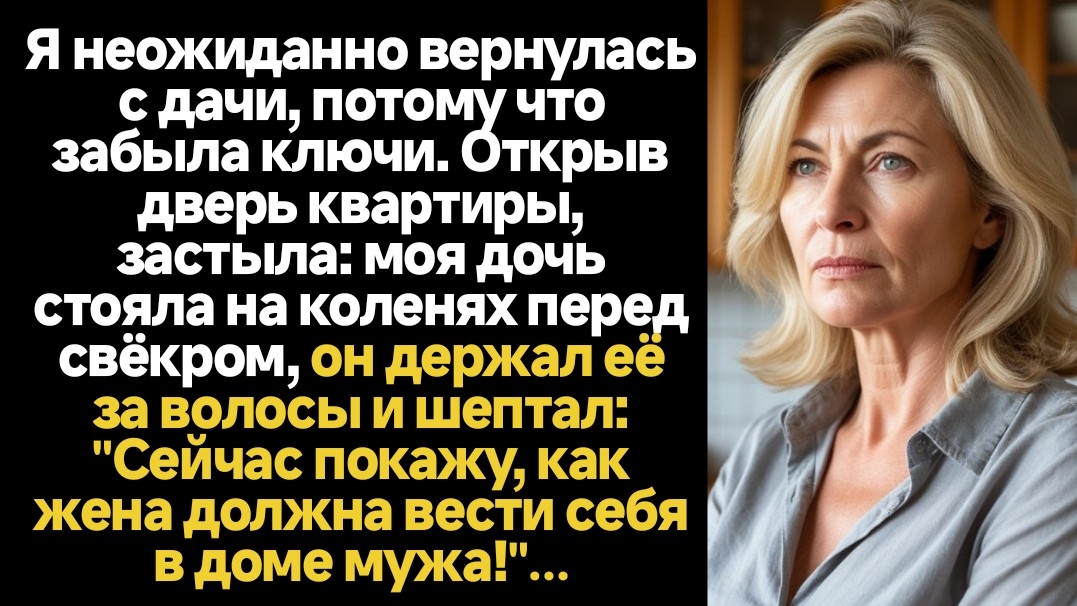 ИСТОРИИ ИЗ ЖИЗНИ/Я неожиданно вернулась с дачи, потому что забыла ключи. Открыв дверь квартиры, заст