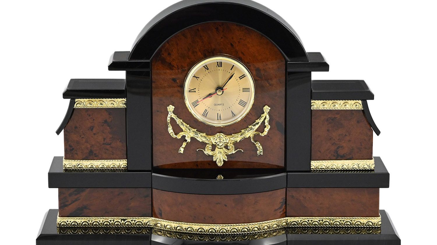 Часы каминные из обсидиана 