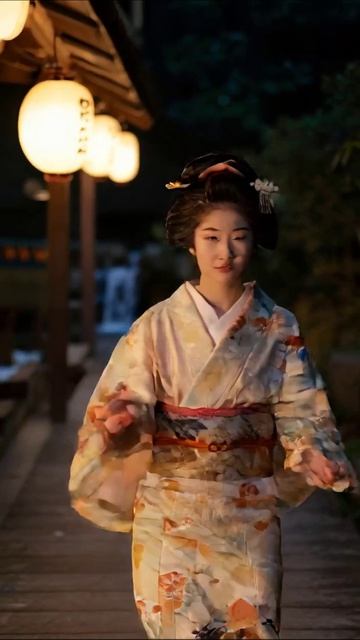 Прогулка в кимоно под огнями храмов #кимоно #Япония #культура