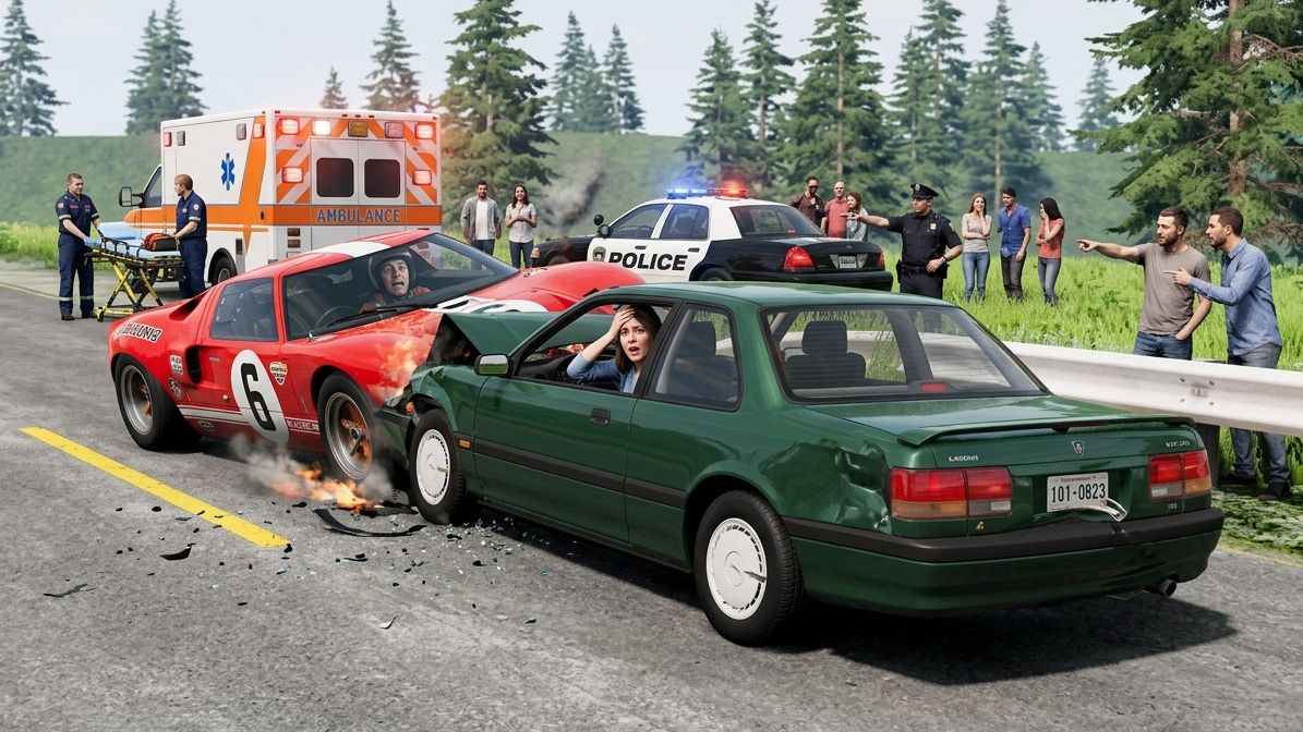 BeamNG Drive - Реалистичные аварии при обгоне