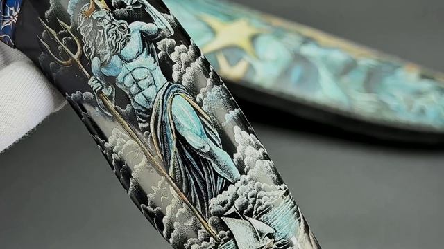 Нож Сирена из мозаичного дамаска