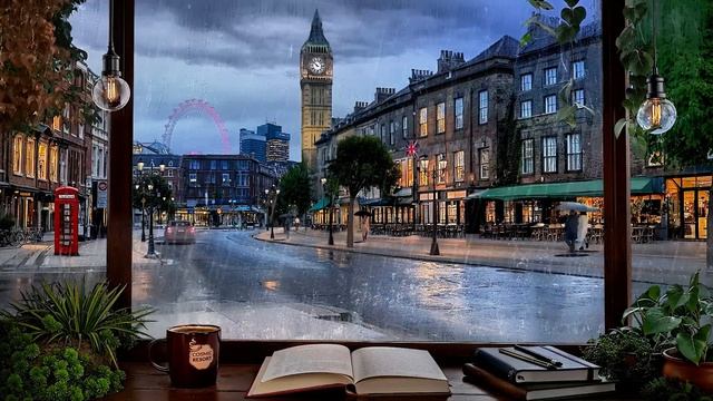 Атмосфера лондонской кофейни 🌧️ Звуки дождя и грозы для учёбы, отдыха и концентрации.