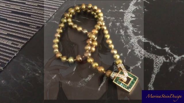 Колье: жемчужное зелёное