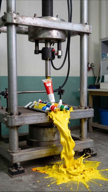 Сжатие тюбиков с краской: захватывающее зрелище! #красота #искусство #эксперимент