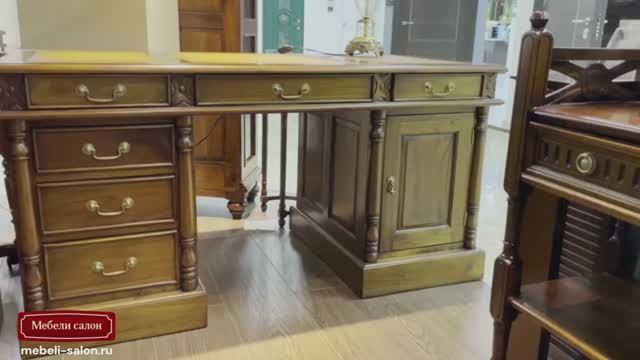 Двухтумбовый письменный стол DOCA155‑M из массива от фабрики Satin Furniture (Индонезия)