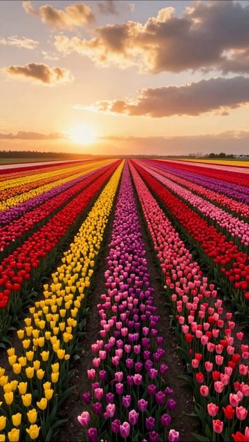 Цветущие тюльпаны на закате #тюльпаны #природа #красота