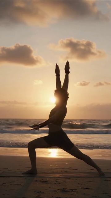 Йога на пляже при закате #йога #расслабление #природа