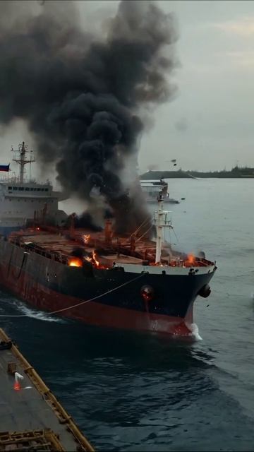 Пламя и дым: конец надежд на спасение #катастрофа #пожар #море