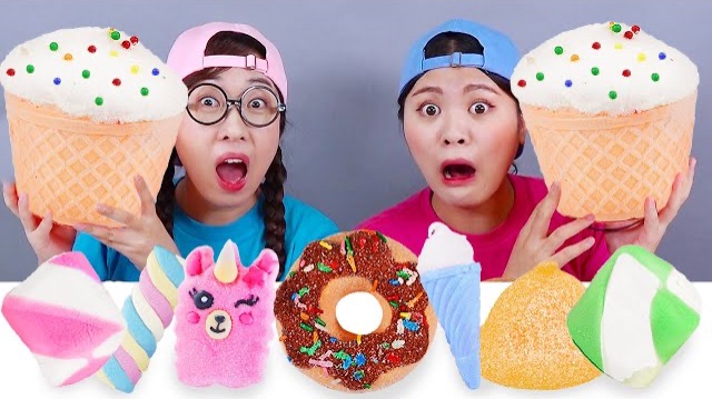 Гигантский большой десерт из зефира и желе Мукбанг