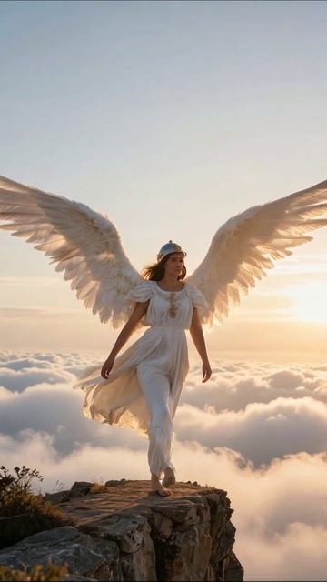 Ангел с крыльями над облаками #ангел #красота #фантазия