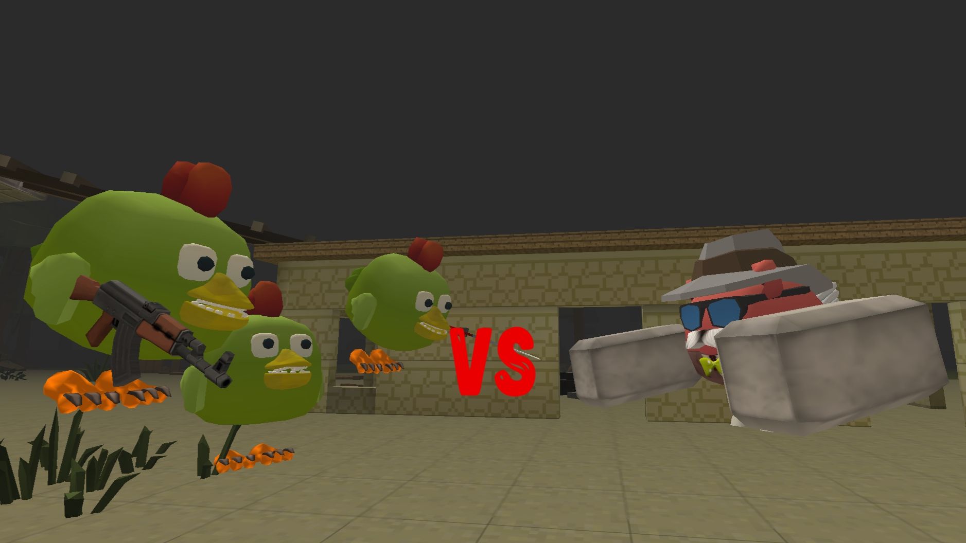 Я против три зомби в ChickenGun (Чикен Ган).