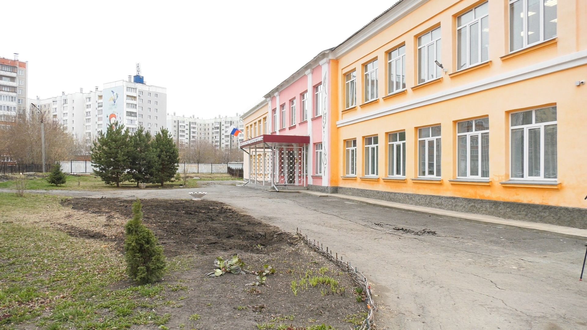 Вырубленные деревья мешали благоустройству школы