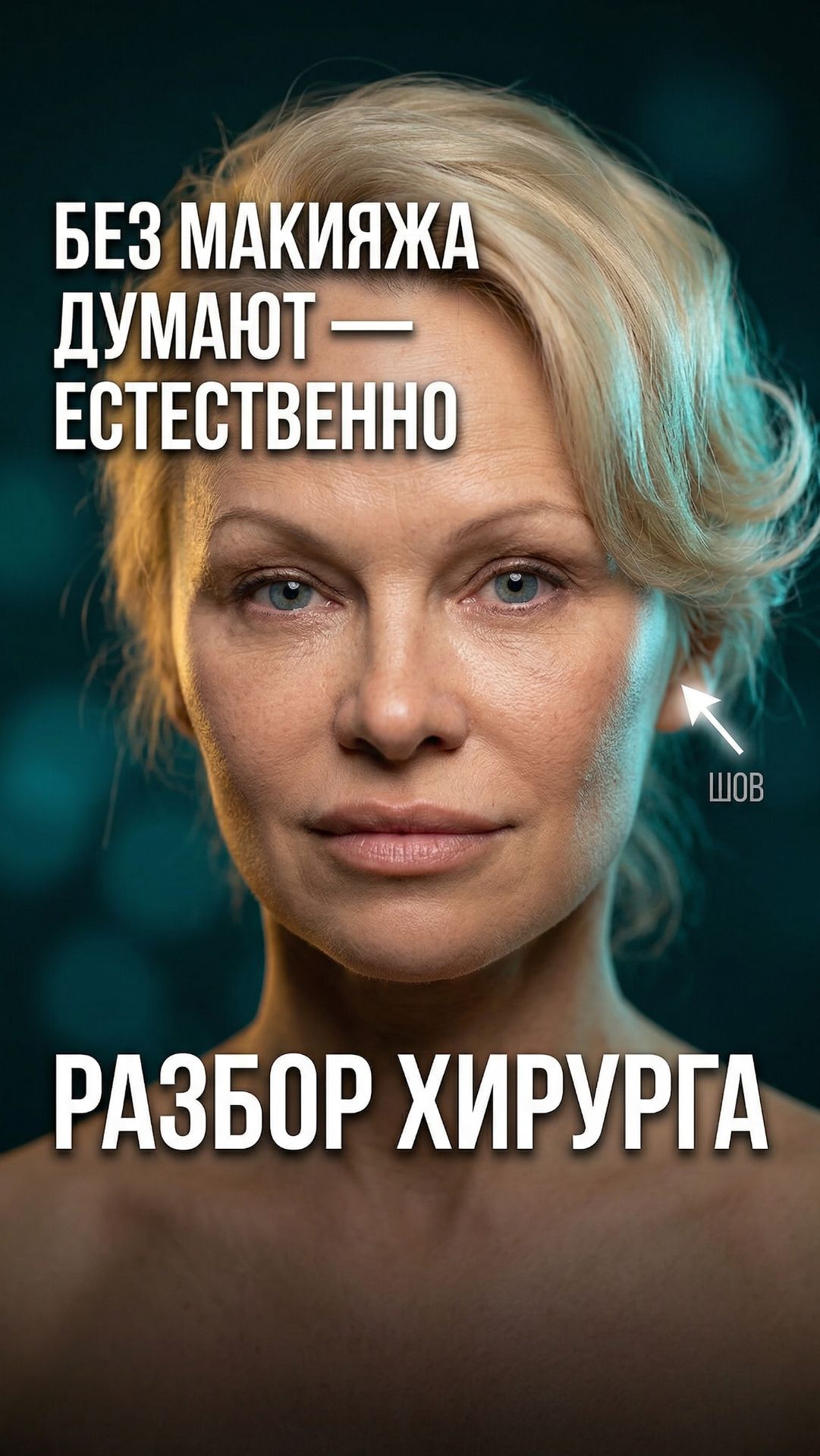 Убрала макияж — и стал виден рубец подтяжки 👇