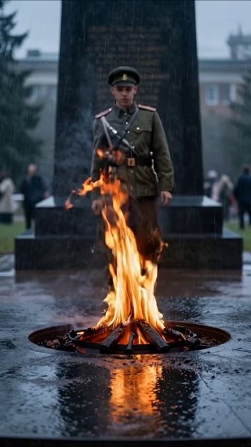 Сквозь дождь к памяти: вечная пламя грусти #память #место #печаль