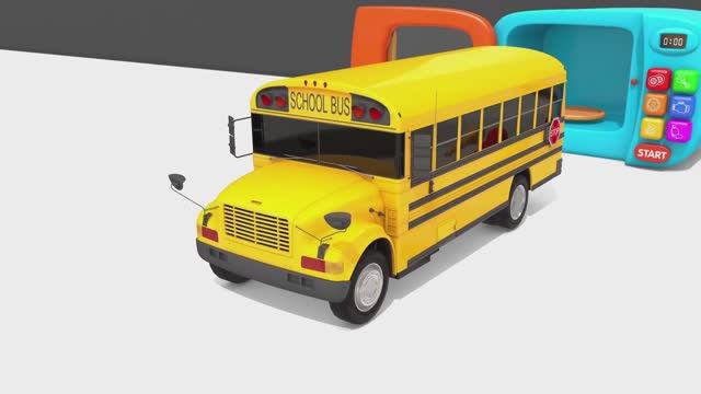 Мультики для детей желтый школьный автобус уличные транспортные средства машинки и мячи