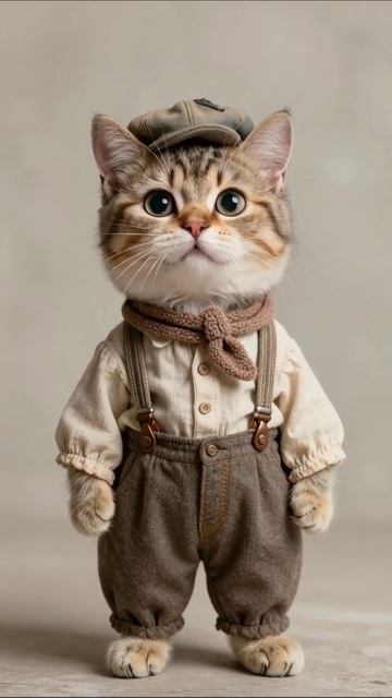 Умный кот в шляпе и брюках: очарование в каждом взгляде #кот #приключения #милота