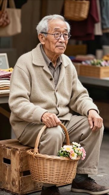 Мудрость и спокойствие: старец с корзиной цветов #мудрость #спокойствие #цветы