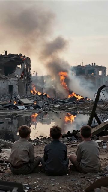 Печальные глаза на фоне разрушений #война #дети #боль