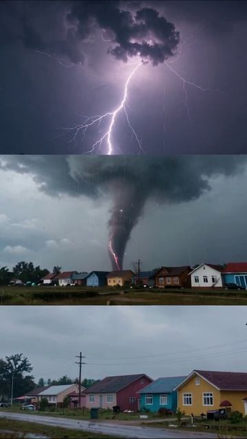 Ураганная стихия: гром, молнии и смерчи #погода #ураган #шторм