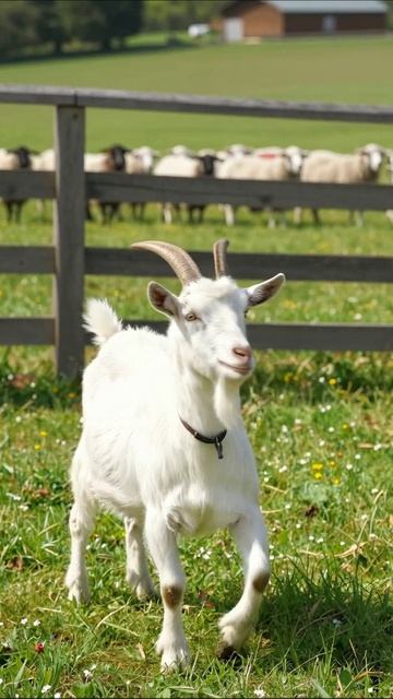 Смешной козел на прогулке #козы #сельскаяжизнь #животные