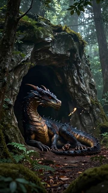 Дракон в лесу: тайны пещеры #дракон #фантазия #приключения