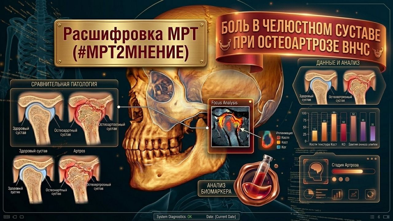 БОЛЬ в челюстном суставе и ОСТЕОАРТРОЗ ВНЧС (1 степени) после установки ВИНИРОВ на МРТ РАСШИФРОВКЕ