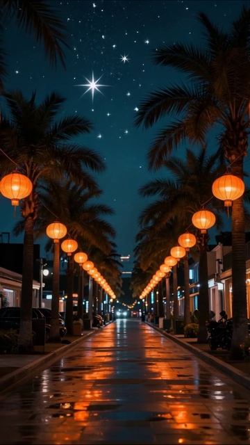 Сказочный вечер: дорога под звёздами #ночнойпейзаж #городскаякрасота #освещение