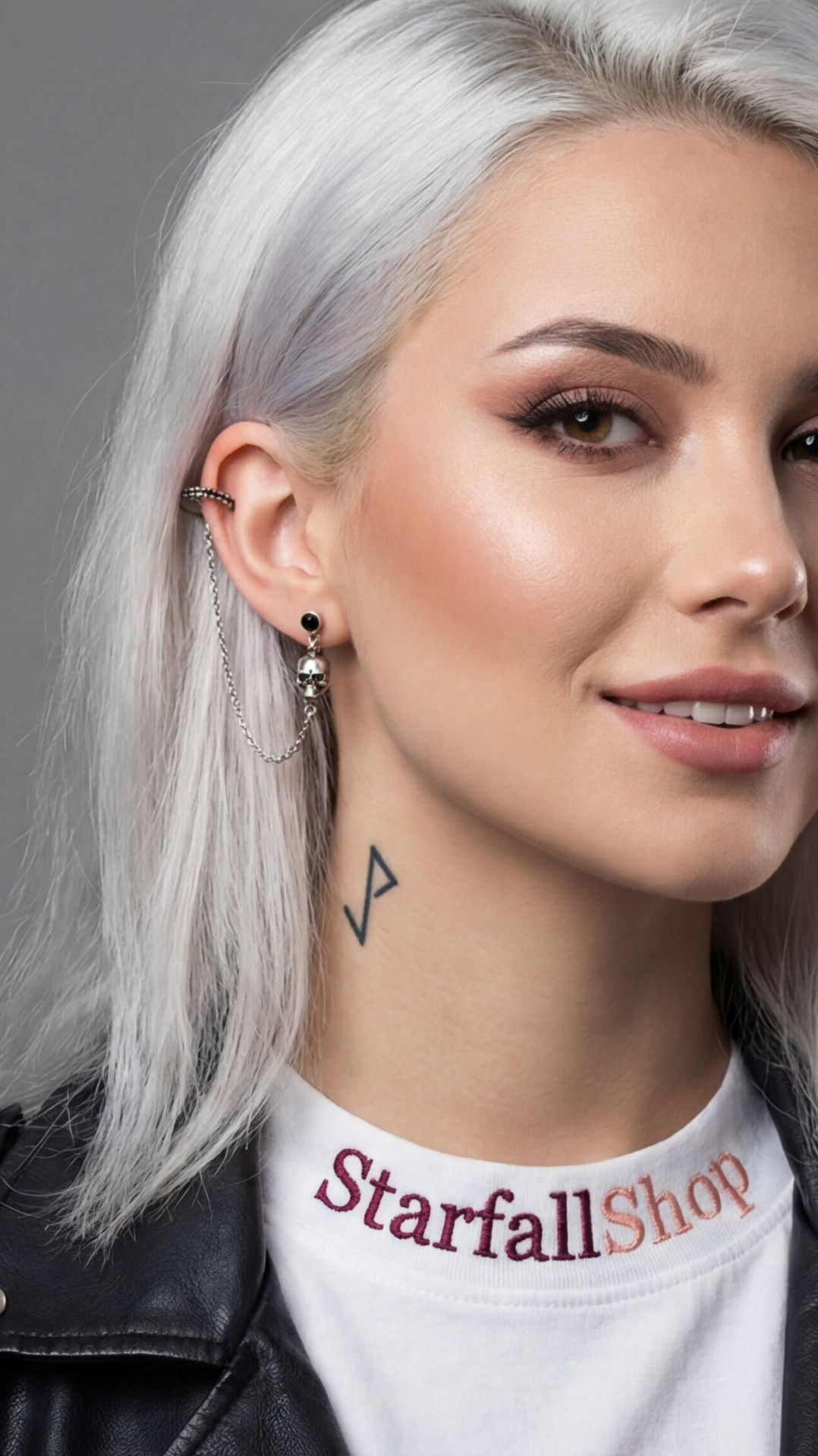 Моносерьга‑пусет с каффом на цепочке 