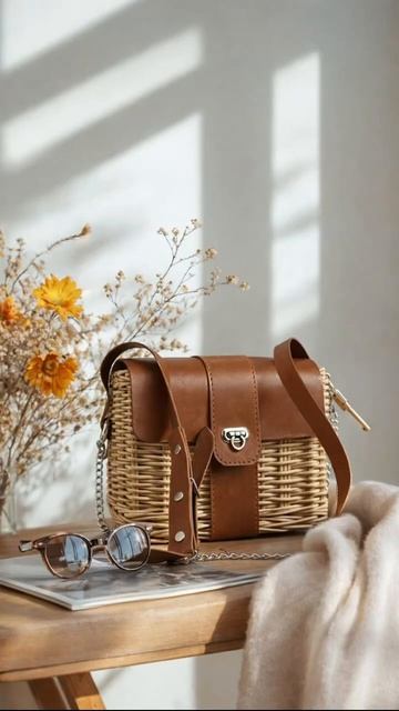 Один из вариантов сумочки, которую можно сплести из бумажной лозы