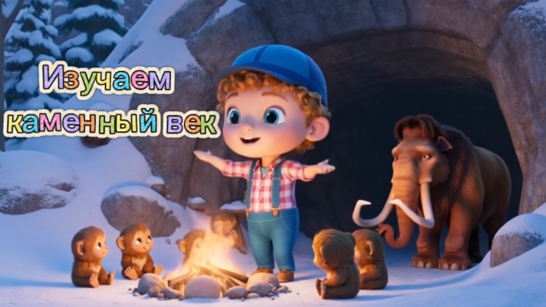 🦣🐅🔥ЛЁНЯ В КАМЕННОМ ВЕКЕ | Учим: мамонт, саблезубый тигр, пещерные люди #песнидетские #Развивашки