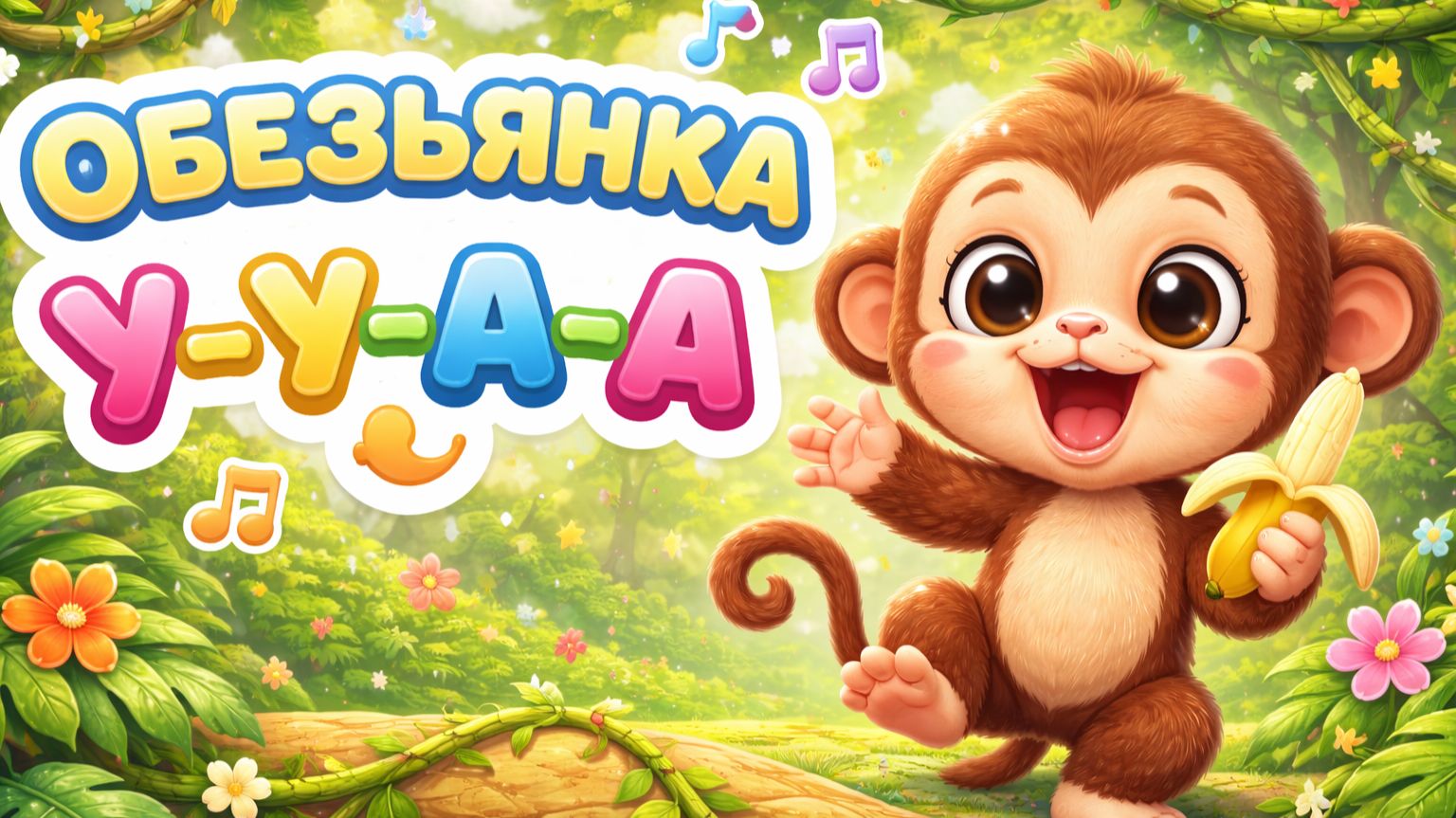 👉 Обезьянка У-У-А-А 🐵 Весёлая детская песенка | Мультик для малышей 0+ | Танцуй и пой
