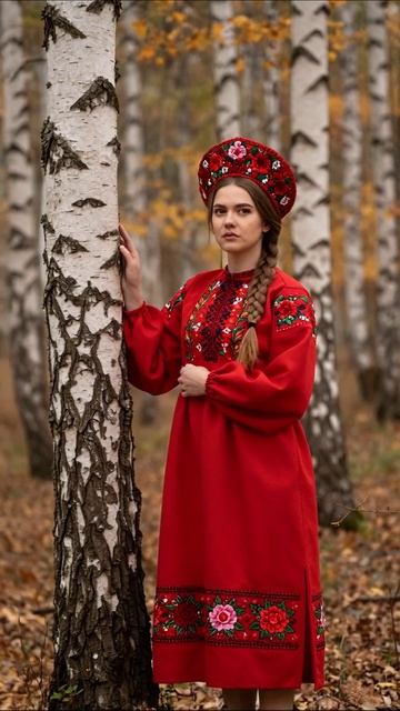 Русская красавица в осеннем лесу #народныйодежда #осень #культура
