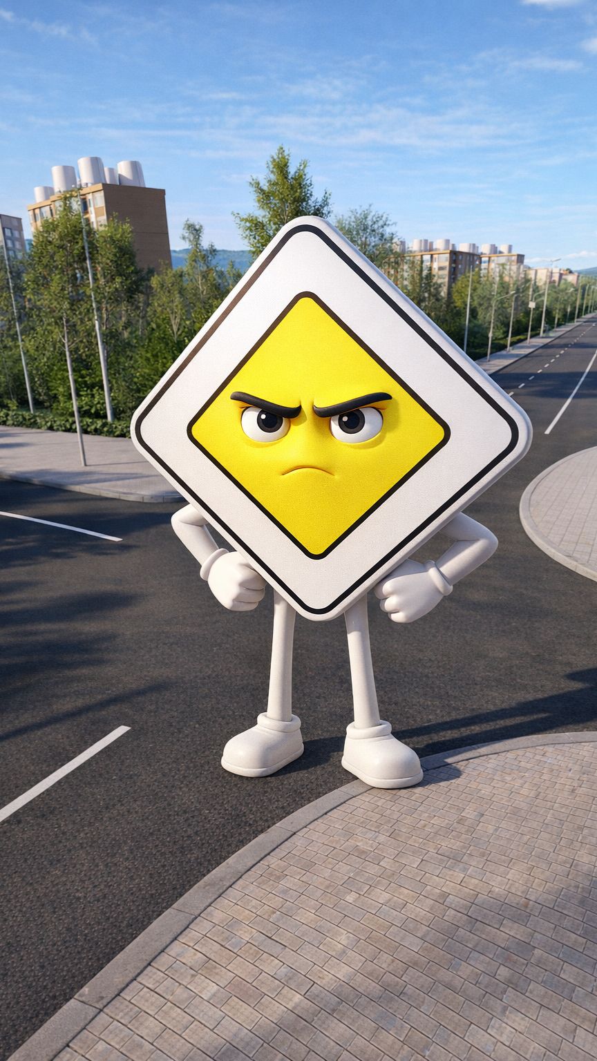 Дорожный знак «Главная дорога». Кто проедет первым?