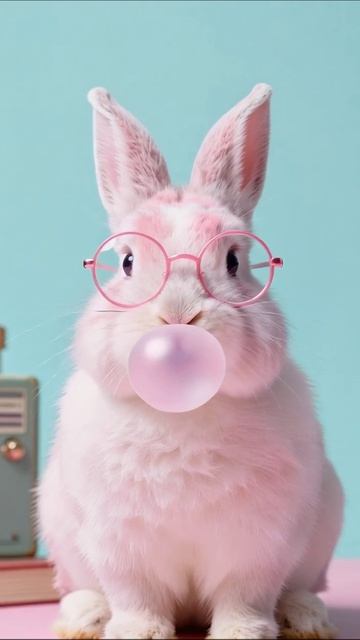 Умная кролик с жевательной резинкой! #кролик #милота #животные